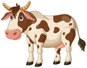 Cartoon Cow with Brown Spots