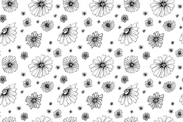 Seamless pattern with hand drawn herbs and spices elements. Kitchen herbs and spices. Vector illustration.