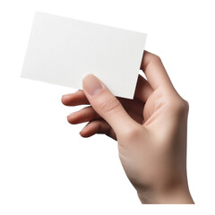 Obraz premium Hand Holding a Blank Card for Mockup Presentations on Transparent Background