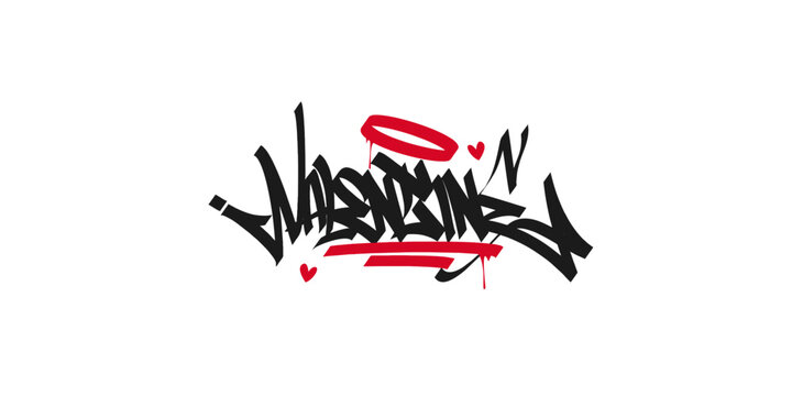 Handwritten Graffiti Tag Calligraphy Chisel Style of Happy Valentines Day on white background.