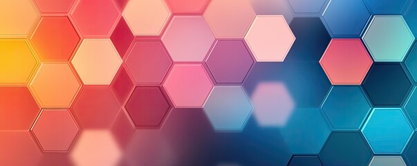 Matrix abstract background concept. Colorful hexagonal pattern with vibrant gradients in blue, pink, and orange tones.