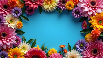 Obraz premium Bright and vibrant frame made of colorful gerbera daisies ideal for creative designs, invitations, or decorative purposes. Copy space