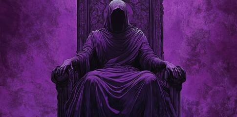 Hooded Figure Enthroned in Purple Majesty