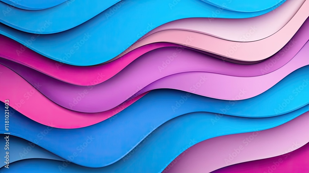 Poster layer abstract background idea. colorful abstract design with layered wavy shapes in vibrant blue an