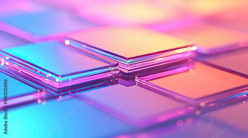 Poster layer abstract background idea. vibrant abstract background with colorful glass tiles reflecting lig