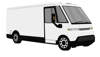 Modern white electric delivery van truck 