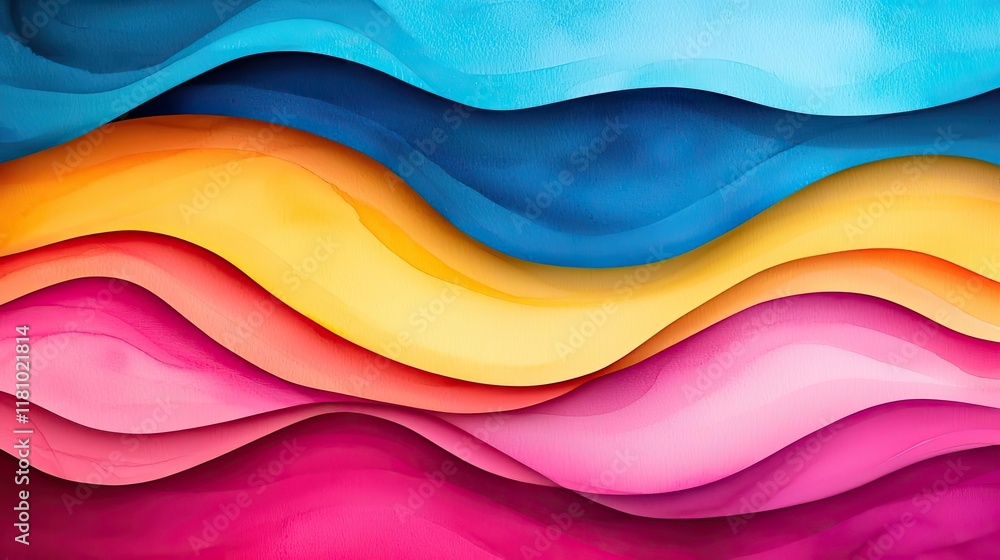 Poster watercolor abstract background idea. vibrant abstract waves blend colors, creating a dynamic and eye