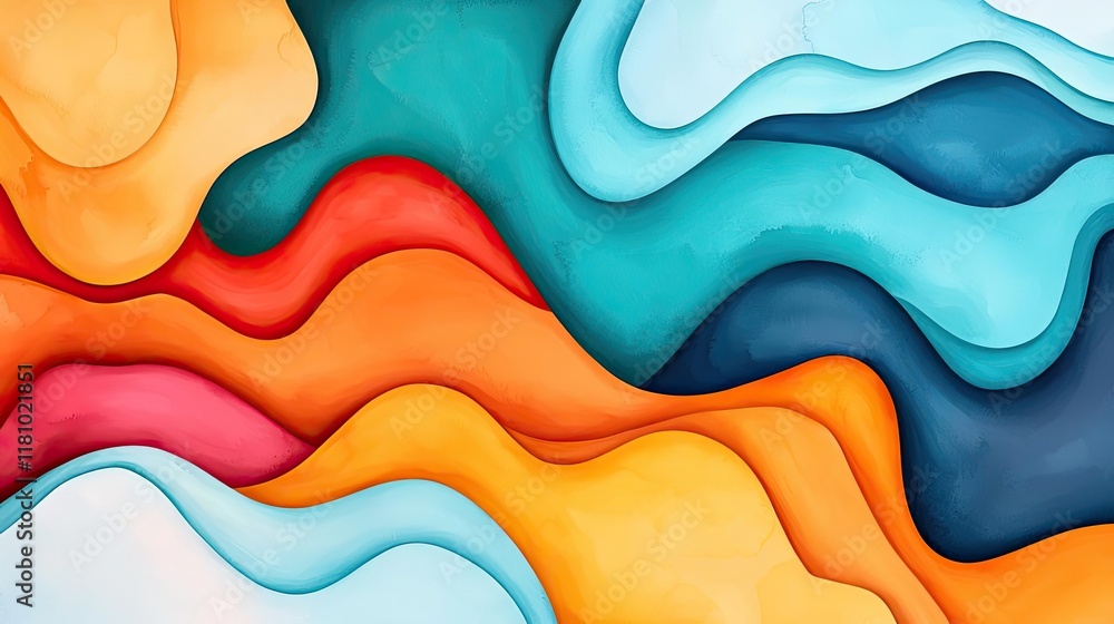 Poster watercolor abstract background idea. vibrant abstract waves of color creating a dynamic and modern v