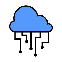cloud computing icon, blue cloud with dot node