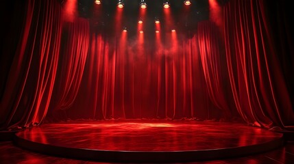 red curtain with spotlight