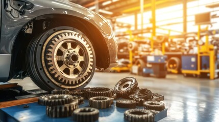 Automotive Repair Shop: Car Wheel and Gears