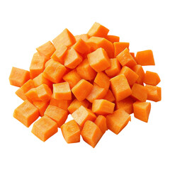 Vibrant Cubed Carrots for Cooking and Meal Preparation on Transparent Background