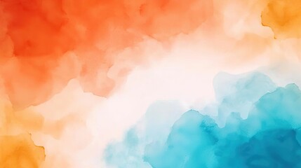 Fototapeta premium Watercolor abstract background idea. Abstract watercolor texture with vibrant colors of orange and blue, ideal for backgrounds.