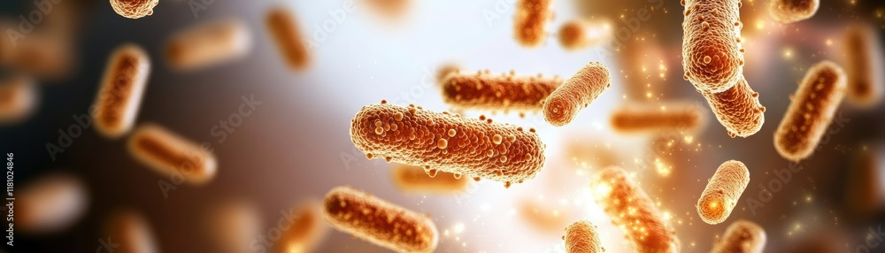 Poster dynamic representation of microorganisms in flight capturing the intricate beauty and movement of ba