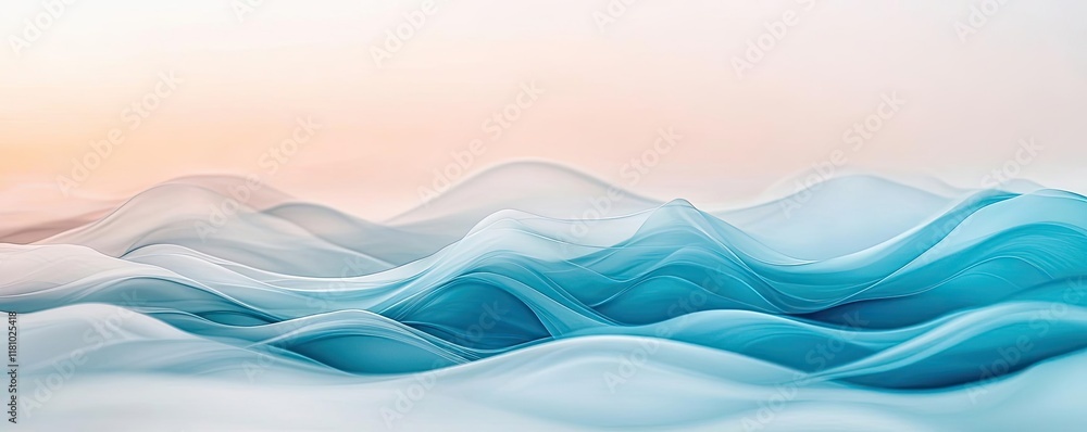 Aufkleber layer abstract background idea. serene abstract ocean waves in shades of blue and soft gradients, ca