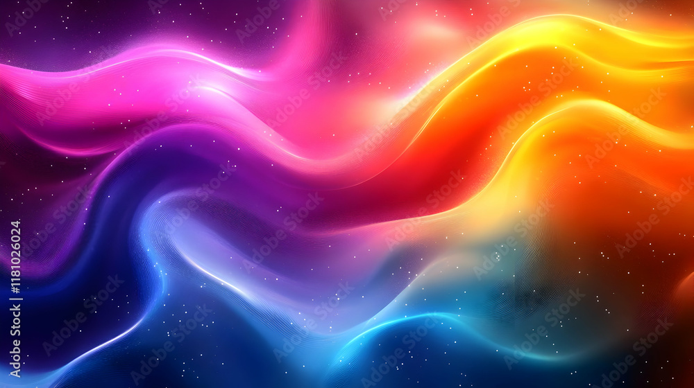 Aufkleber abstract background flows smoothly with vibrant colors and subtle particles.