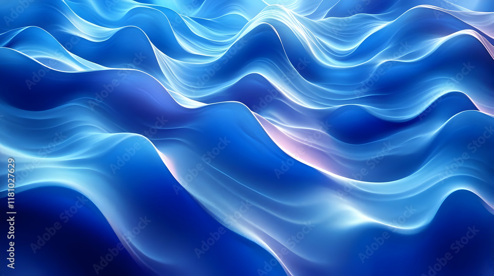 Poster abstract blue waves flow smoothly creating a dynamic and modern background