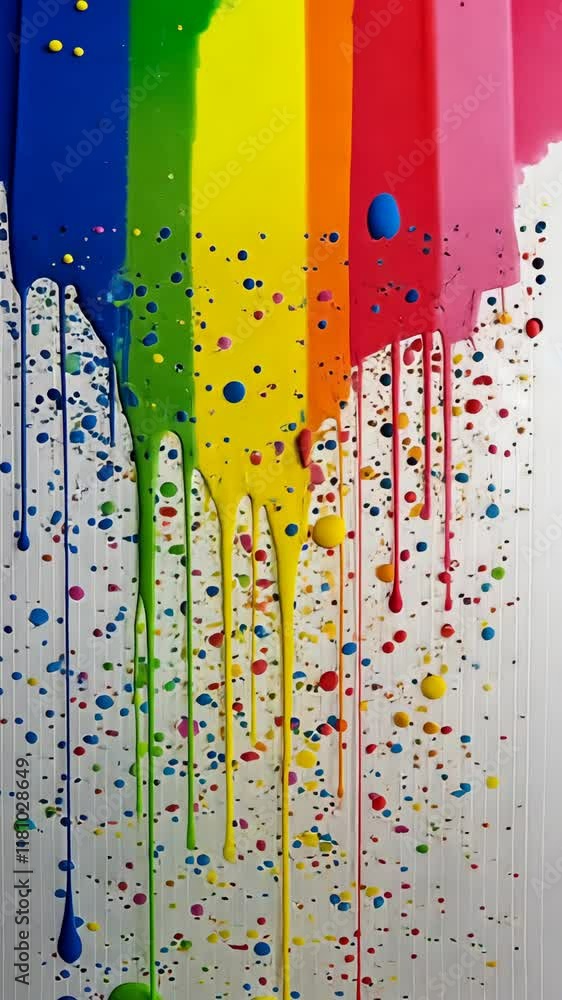 Poster colorful paint drips create an artistic display on a textured background in a vibrant and creative e