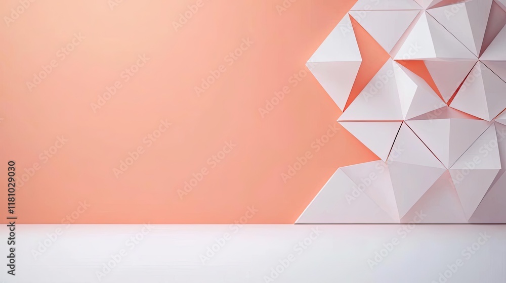 Poster matrix abstract background concept. abstract geometric shapes in white against a soft peach backgrou