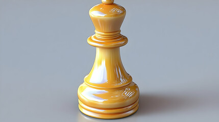 3D Rendered Golden Chess Bishop Stands on a Reflective Gray Surface