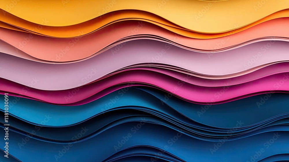 Poster layer abstract background idea. colorful paper waves layered together, creating a vibrant abstract b