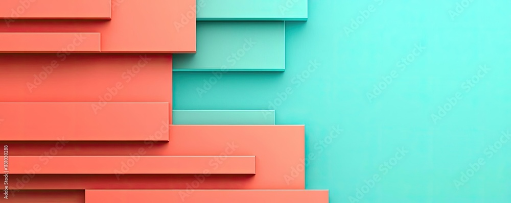 Poster layer abstract background idea. abstract geometric shapes in coral and teal colors for modern design
