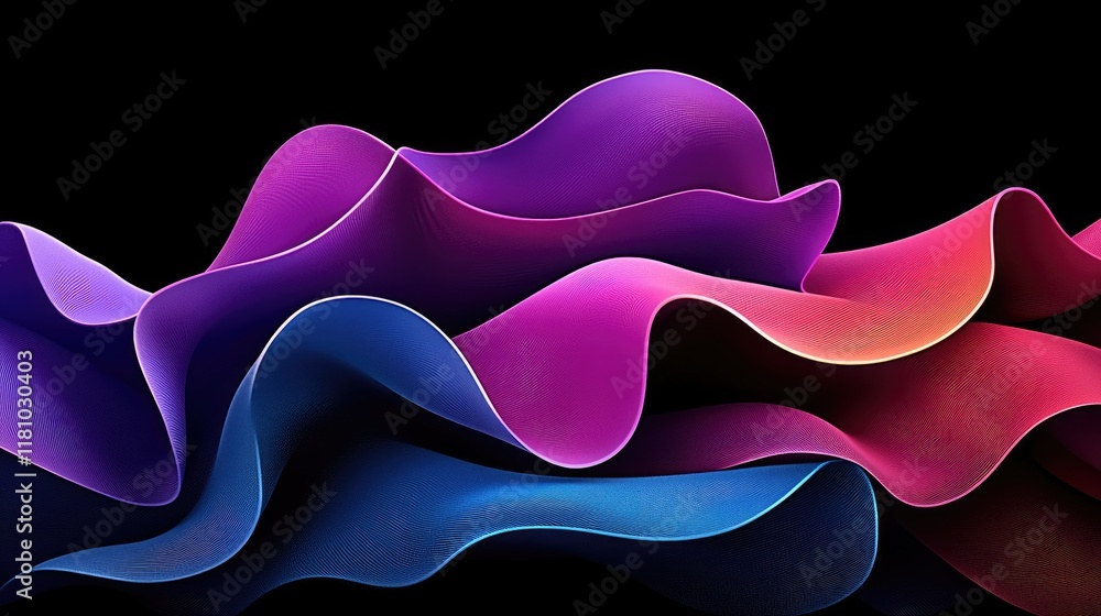 Aufkleber dynamic color waves abstract art digital artwork modern environment close-up view creative design