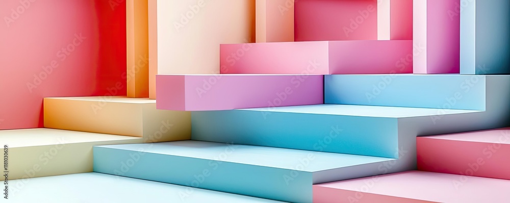 Aufkleber layer abstract background idea. colorful pastel stair-like shapes creating a modern abstract design 