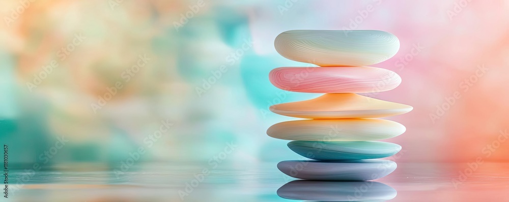 Poster layer abstract background idea. a serene stack of pastel stones symbolizing balance and tranquility 