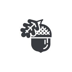 Acorn with leaf vector icon