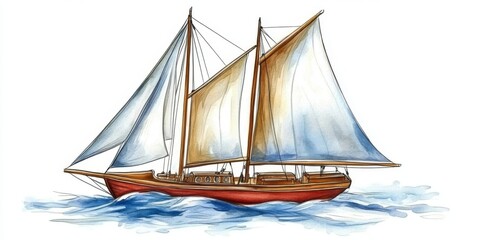 Artistic representation of a sailboat through watercolor