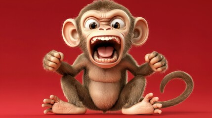 Angry 3D Cartoon Monkey Shouting