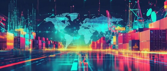 A comprehensive illustration of global supply chain management.