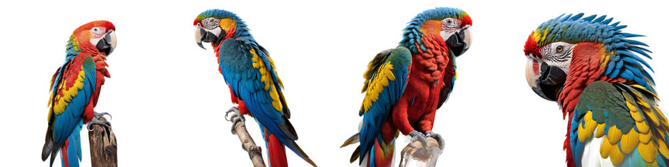Fototapeta premium Vibrant macaws showcase their stunning plumage and charm