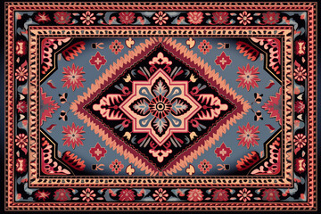 Azerbaijani carpet pattern, cultural rug design, traditional textile PNG
