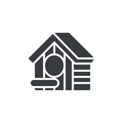 A wooden birdhouse vector icon