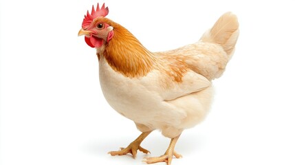 Fototapeta premium Lively chicken walking farmyard animal photography bright studio close-up poultry life