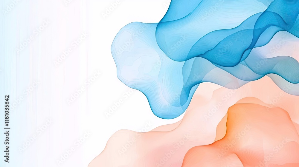 Poster watercolor abstract background idea. abstract waves in soft blue and orange hues create a soothing v