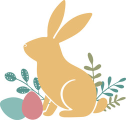 Easter composition with bunny and Easter eggs