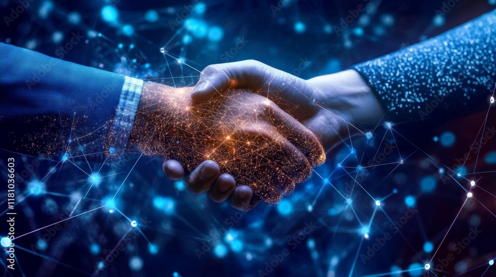 Aufkleber exploring the business network concept through digital technology.