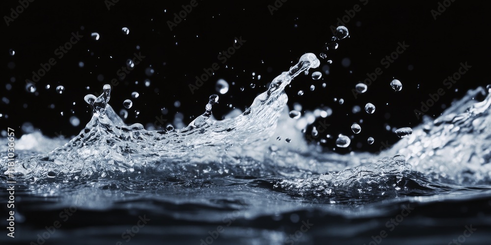 Aufkleber abstract splashes of water create an intriguing visual on a square black background. this compositio