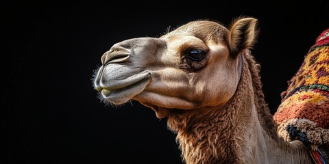 Obraz premium Stunning camel portrait showcasing the unique features and character of this incredible animal. This camel portrait captures the essence of the animal s beauty and individuality.