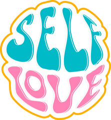 self love lettering retro sticker