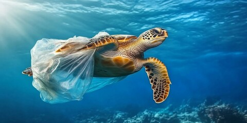 Obraz premium Urgent call to tackle plastic waste in oceans 