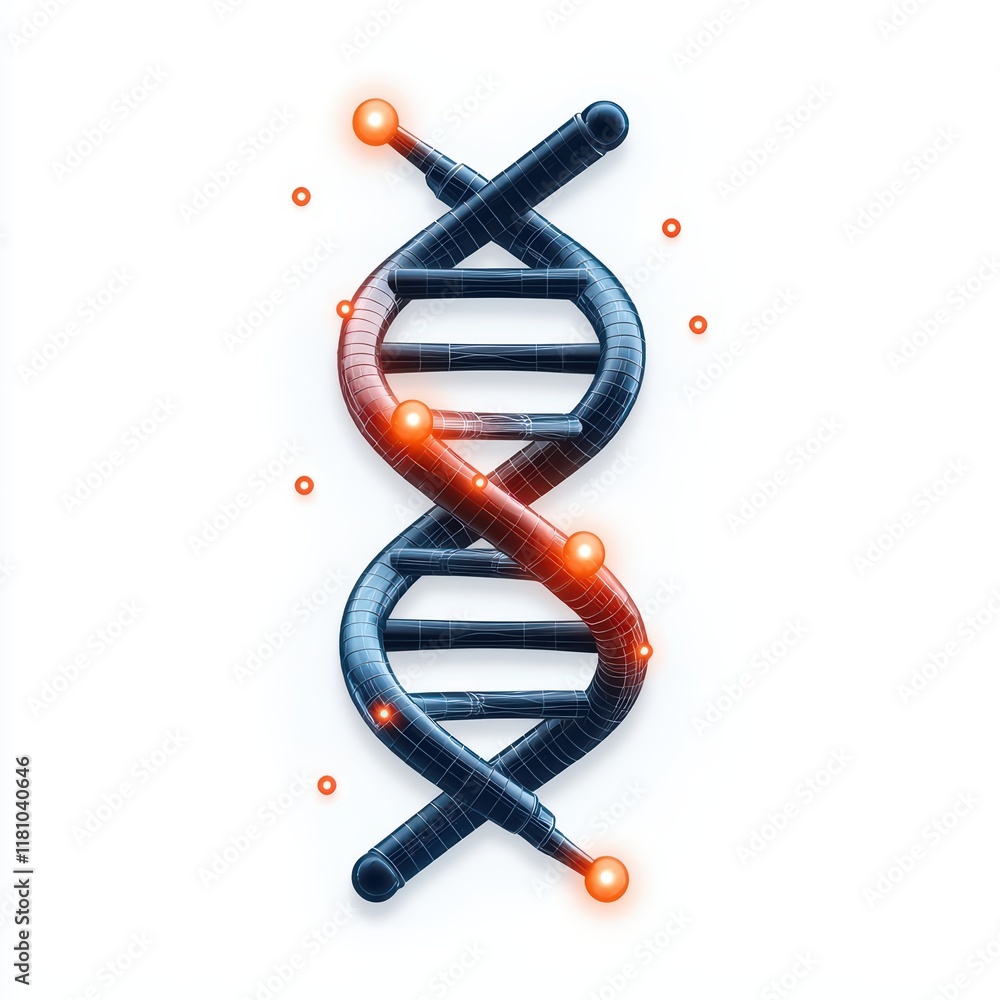 Aufkleber abstract representation of dna helix with glowing nodes
