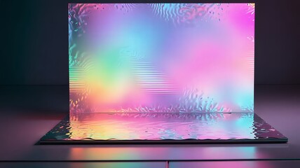 Clean high-resolution image of iridescent neon holographic abstract pastel color backdrop with...