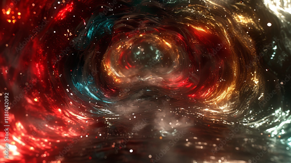 Poster abstract multimedia background featuring streaming data tunnel and diverse web tv video channels