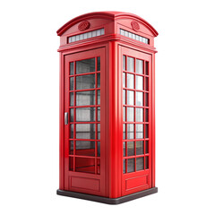 Red telephone booth in London isolated on transparent background  
