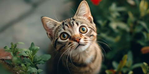 The adorable cute kitty gazes curiously, showcasing its personality and charm as the cute kitty captures attention with its playful expression, inviting smiles and affection from onlookers.