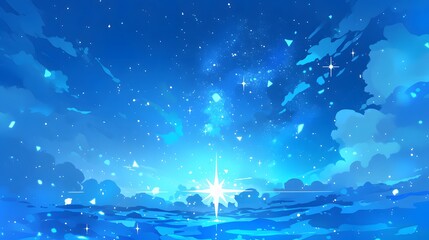 Cartoon-style starry sky, perfect for serene or dreamy scenes